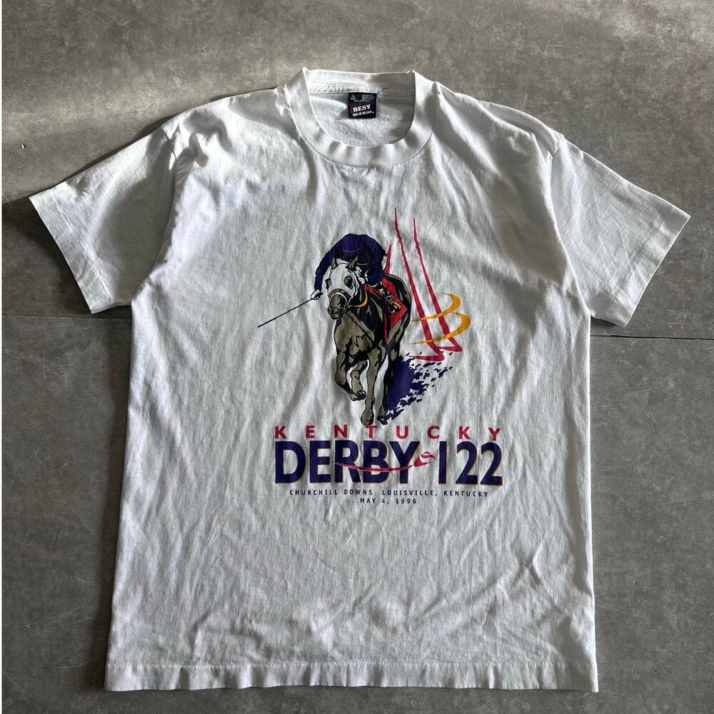 90s Vintage Kentucky Derby White T Shirt Size L